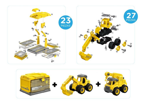 Imagen 3 de 4 de Mini Set 2 Vehiculos Amarillo Diy Mini Car Park Ik0057
