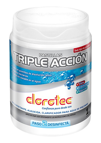 Pastillas Cloro Triple Accion 1 Kg Clorotec P/piscina Pileta