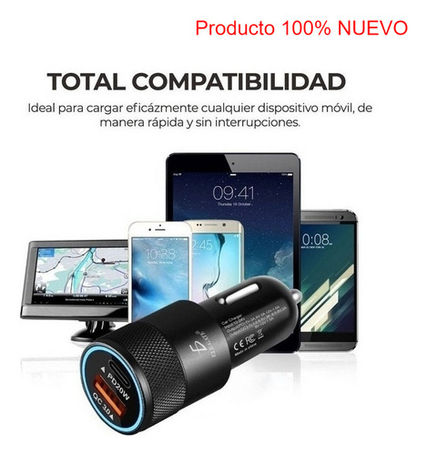 Cargador De Coche Usb De Carga Rapida Qc3.0 Pd C