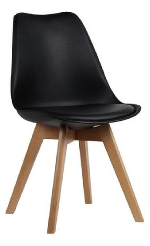 Imagen 3 de 7 de Silla Tulip Wood X4 Unidades Color Negro Mundo Gym