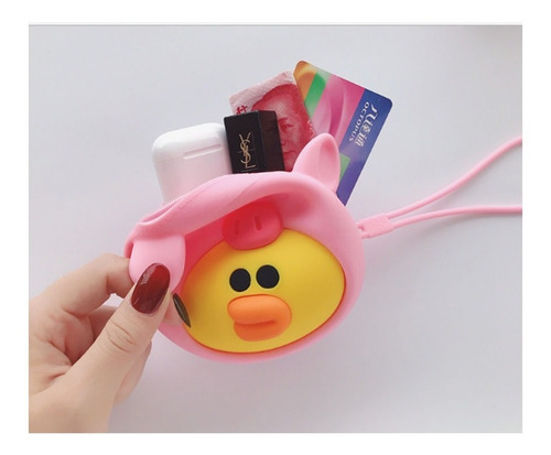 Monedero Bolsa Bolso De Silicona Con Cadena Para Colgar Color Rosa Claro