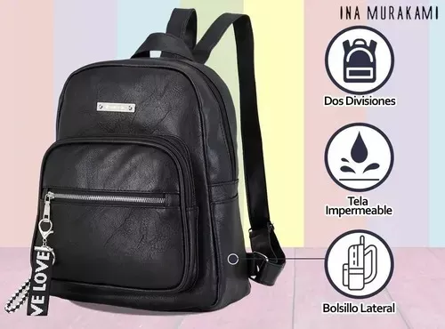 Mochila Cuero Pu Ina Importada Mujer + Envío gratis