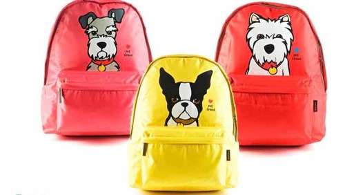 Mochila Espalda Pet Friends Cara De Perro 16´´ Color Rojo