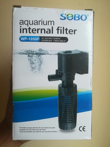 Imagen 5 de 5 de Filtro Interno Para Acuario Sobo Wp-1050f 400l/h