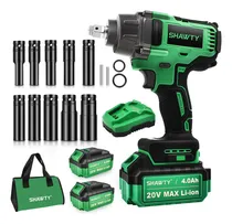 Comprar Llaves de Impacto Inalámbricas SHAWTY, 650 N.m Juego de Llaves de Impacto, Pistola De Impacto Sin Escobillas, Mandril de 1\u002F2'', 10 Vasos, 4Ah Batería