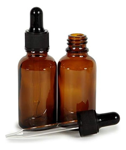 , Amber, 4 Oz Glass Bottles, With Glass Eye Droppers - ...