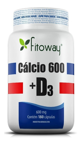 Cálcio 600 + D3 Fitoway - 180 Cáps