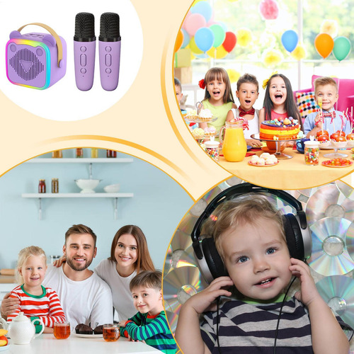 Máquina De Karaoke Mini Con 2 Micrófonos Inalámbricos