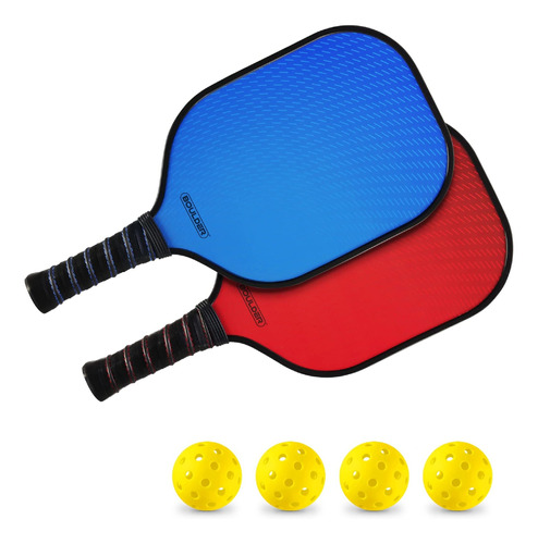 Boulder Juego 2 Paleta Pickleball Fibra Carbono 4 Bola