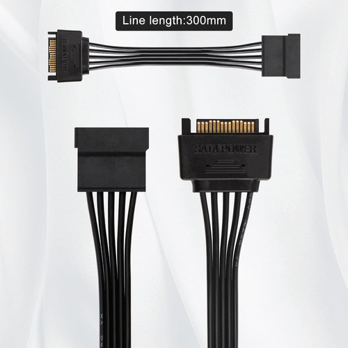 Cable De Extensión De Alimentación Sata J&d De 15 Pines (paq