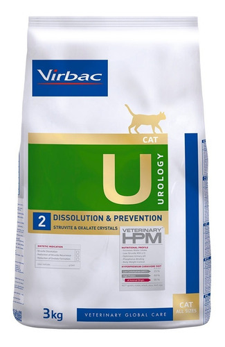 Imagen 2 de 3 de Alimento Virbac Veterinary HPM Urology Dissolution & Prevention para gato adulto sabor mix en bolsa de 3kg