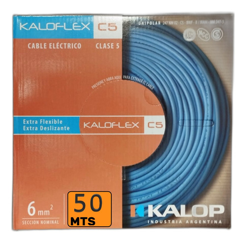 Cable Unipolar 6mm Kalop Cat 5 Normalizado X 50mts