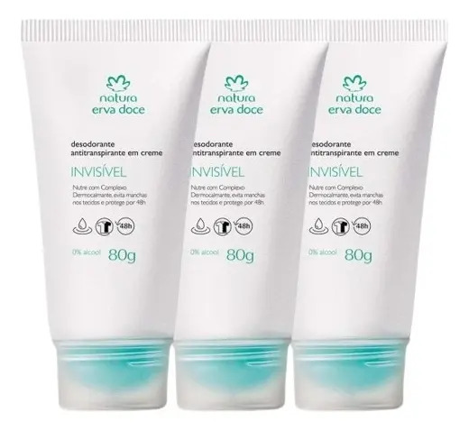 em creme Natura Erva Doce Antitranspirantes erva doce 80 g pacote de 3 u