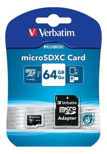 Memoria Micro Sd 64gb Verbatim Premium Con Adaptador 