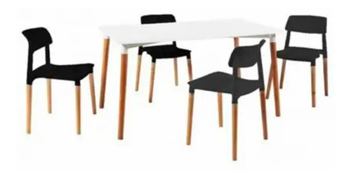 Juego De Comedor Mesa 140x80 + 4 Sillas Milán