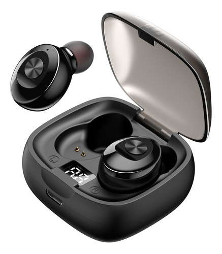 Audífonos Bluetooth Intrauditivos Inalámbricos Con Panta Led Color Negro
