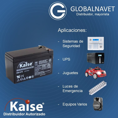 Batería Recargable Sellada Kaise 12v 7ah Kb1270 Ups Alarmas