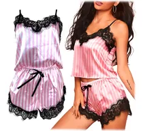Comprar Pijama Ropa Dormir Mujer Satén Encaje Sexy Comodidad Total