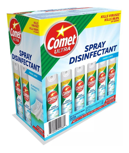 Spray Desinfectante Cometultra Aroma De Lino Fresco 6pzas