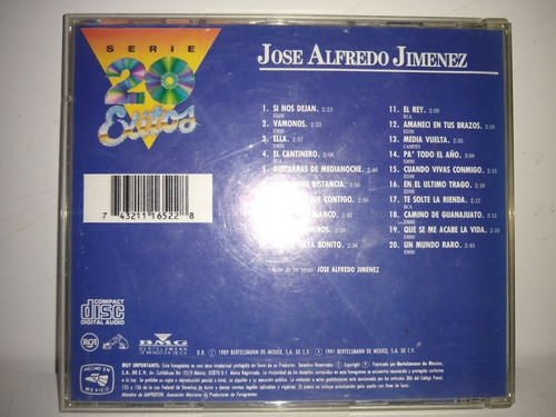 José Alfredo Jiménez Cd Serie 20 Éxitos (Usado)