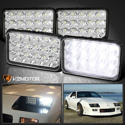 For 4pc 4  X 6  Sealed Beam 45w Cree 15-led H4 Headlights Kg