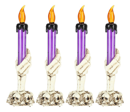 Candelabro De Halloween, 4 Unidades, Simulación De Velas, Fl