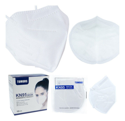 10 Cubrebocas Kn95 Para Adulto Certificado Con 4 Capas De Protección, Mascarilla Fabricada En Polipropileno, Algodón Y Elástico, Desechables. Color Blanco