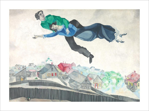 Lamina Fine Art Sobrevolando La Ciudad Chagall 60x80 Myc