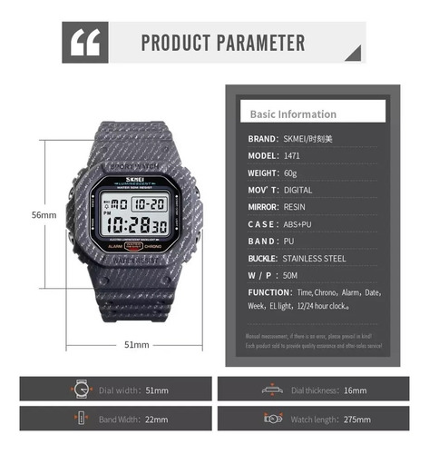Relógio De Pulso Masculino Digital Skamei Quartz