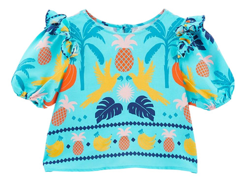 Blusa Infantil Meninas Brocado Tropical Fábula 516222