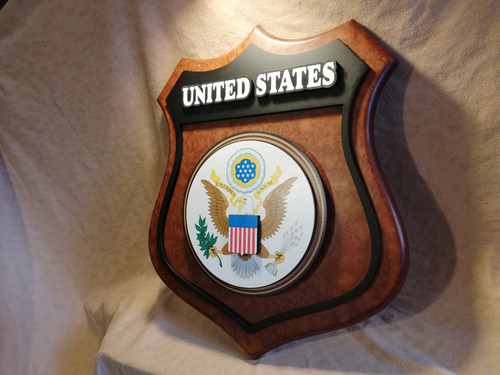 Cartel Escudo Estados Unidos. 45cm Relieve. Artesanal. 