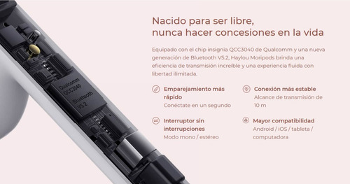 Auriculares in-ear gamer inalámbricos Haylou T Series MoriPods azul con luz LED