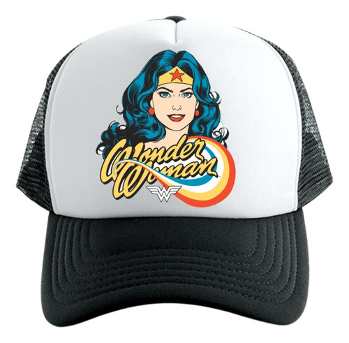 Gorra Tipo Trucker Negra Wonder Woman Mujer Maravilla