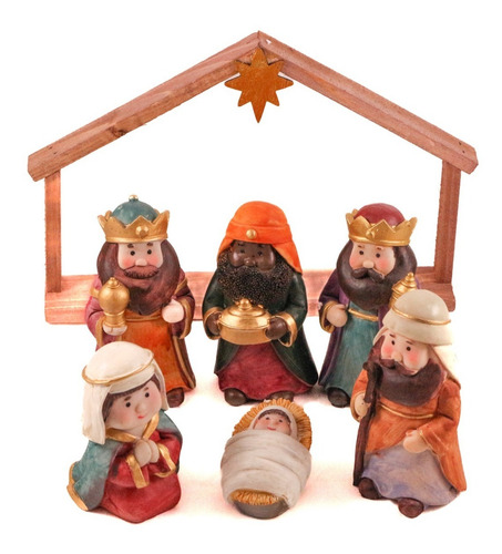 Nacimiento Pesebre Navideño Figuras 12cm Arreglos De Navidad