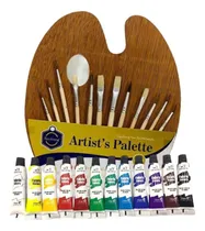 Comprar Kit De Paleta Oleo Pintor Pinceles 12 Acrilicos