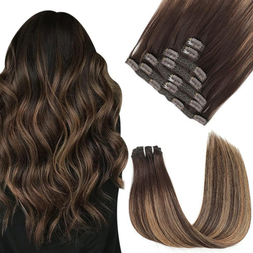 Extensiones De Cabello Humano Lacio Con Pinzas, Para Mujer,.