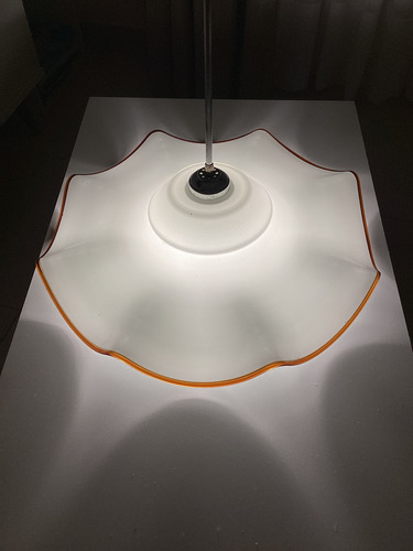 Antigua Lampara Colgante Cristal Murano Opalina 55cm Dmetro Blanco Y Marrón (Usado)