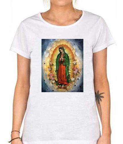 Remera De Mujer Virgen De Guadalupe Religion Cielo Rosa