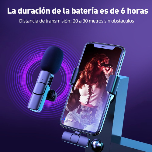 Micrófono Inalámbrico Bluetooth 2en1 Con Clip Para Móviles Negro+lightning