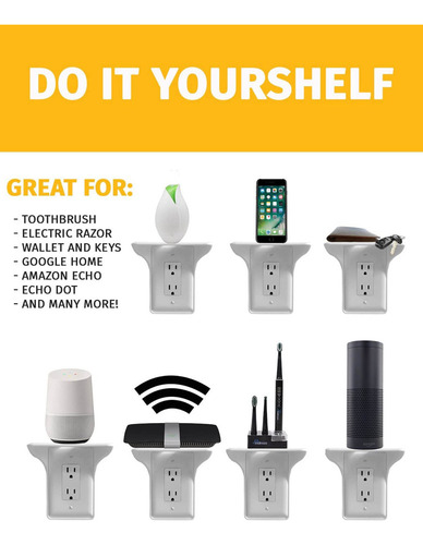 Estante Con Enchufe De Pared De 1 Pieza, Organizador Platead