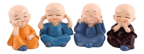 4pcs Bebé Budas Resina Artesanía Adorno Monjes Figurilla