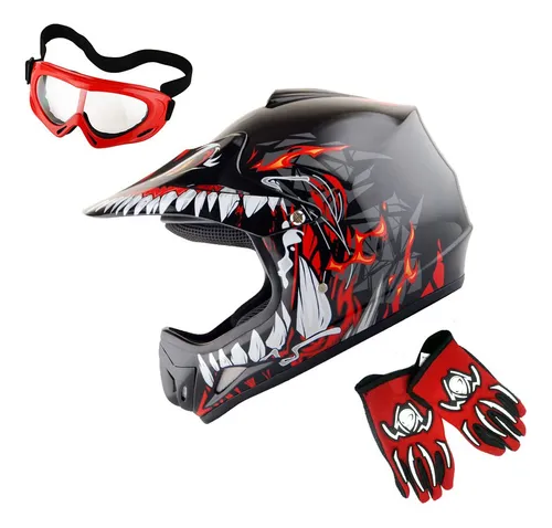 Casco Wow Para Niños, Motocross, Bmx, Atv, Dragón, Rojo, Tal