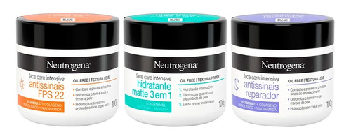 Kit C/3 Cremes Facial Neutrogena 100g