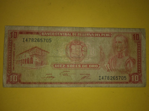 Billete De La Reserva Del Peru De 10 Soles Noviembre 1976