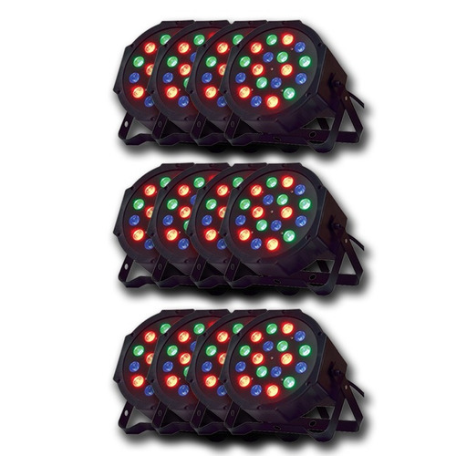 Imagen 1 de 6 de Luz Proton Par 18 Led Rgb Dmx Audioritmico Pack De 12