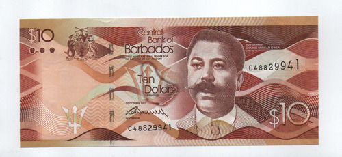 Billete Banco Barbados 10 Dollars 2017