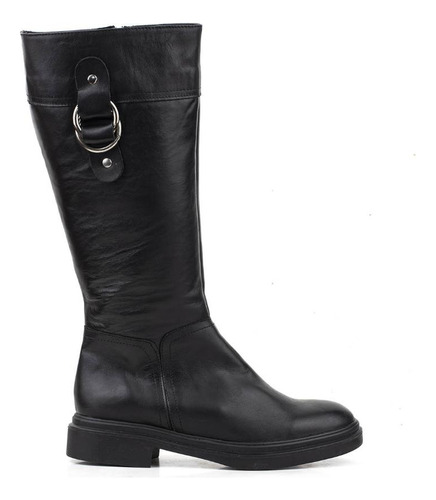 Botas Altas De Mujer Batistella Con Herraje De Cuero Negro