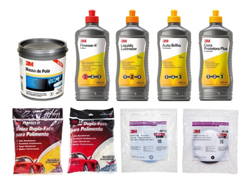 Kit Polimento Completo Cristalização + 4 Boinas Originais 3m