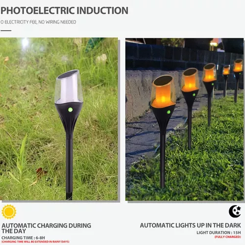  Antorcha solar parpadeante con llama, luces solares para  exteriores, antorcha solar con estaca, luces LED solares para camino,  antorchas solares LED impermeables para decoración al aire libre para  jardín, patio (2