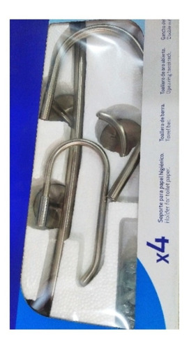 Elegante Set De 4 Accesorios Baño Plateados Serie Griven